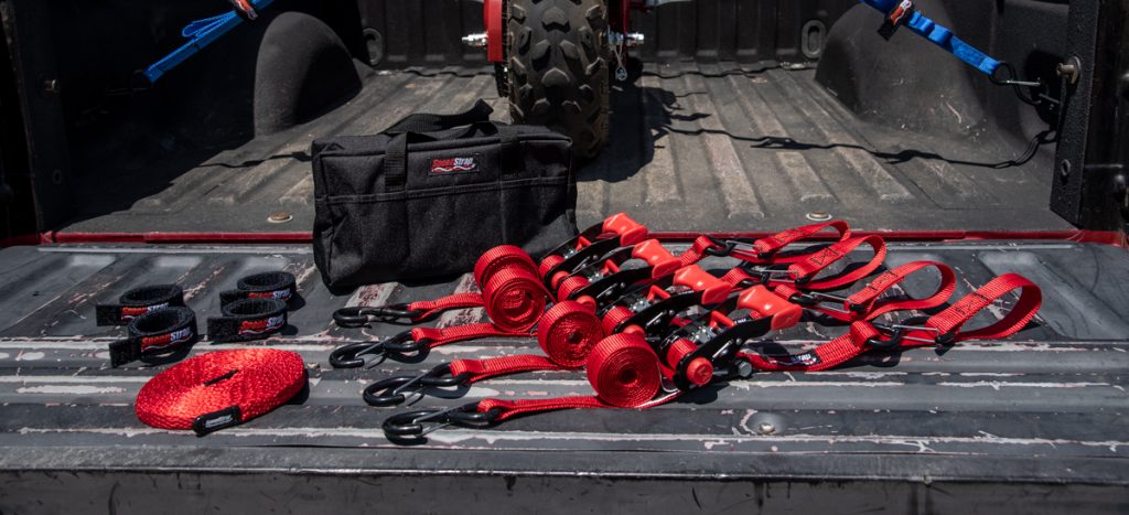 SpeedStrap Tie Downs and Recovery Tow Straps in Truck Bed