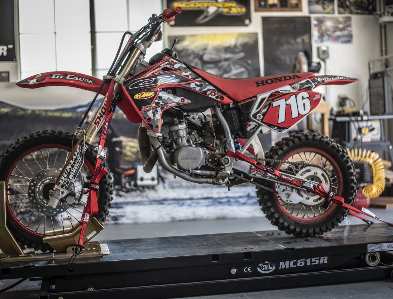 1" Cam-Lock Tie Down on Dirt Bike
