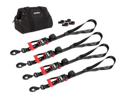Heavy Duty Through the Wheel Tie Down Kit side by side with storage bag