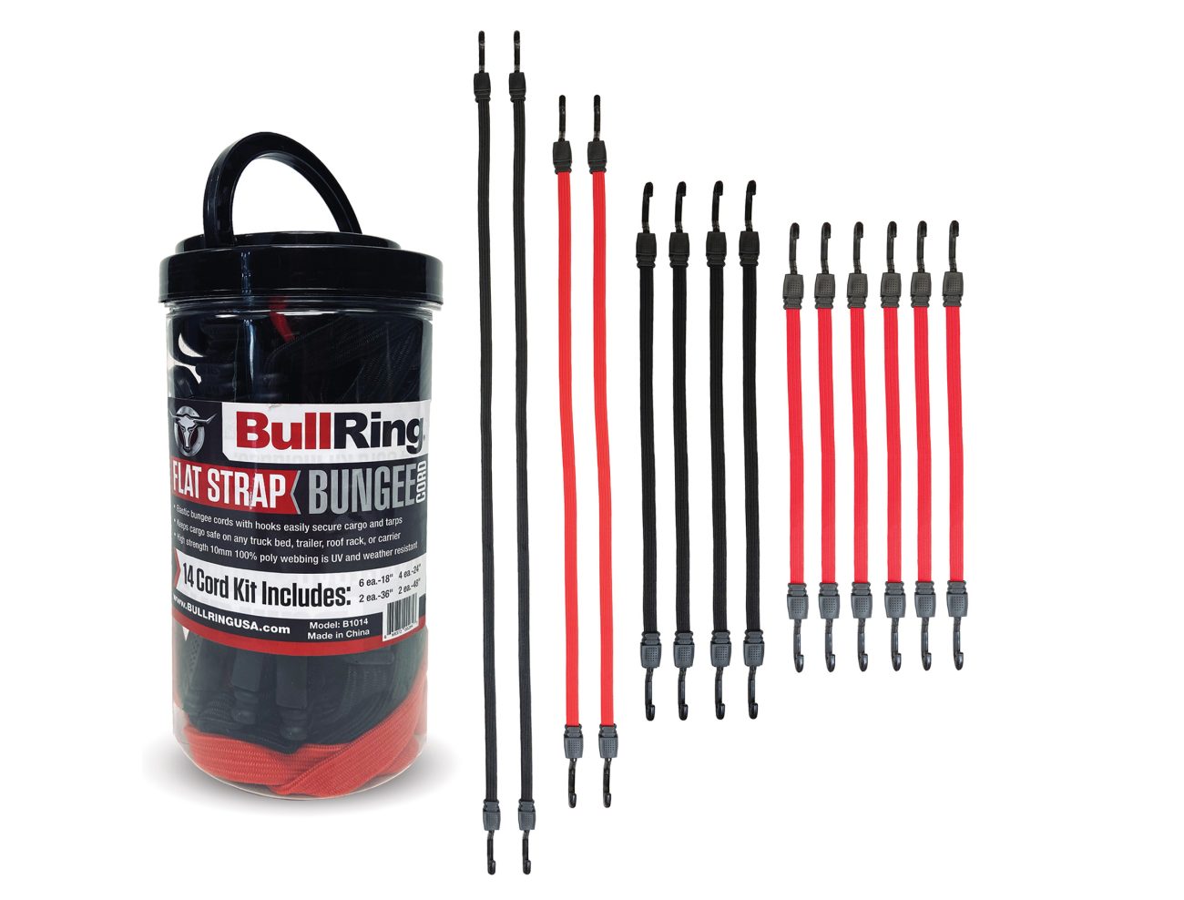 Flat Strap Bungee Cords (14pc Kit) - Image 3